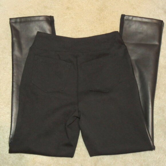 NEW NWOT Belle by Kim Gravel Petite Faux Leather Front,Ponte Back Pant Petite 0 - Picture 3 of 16
